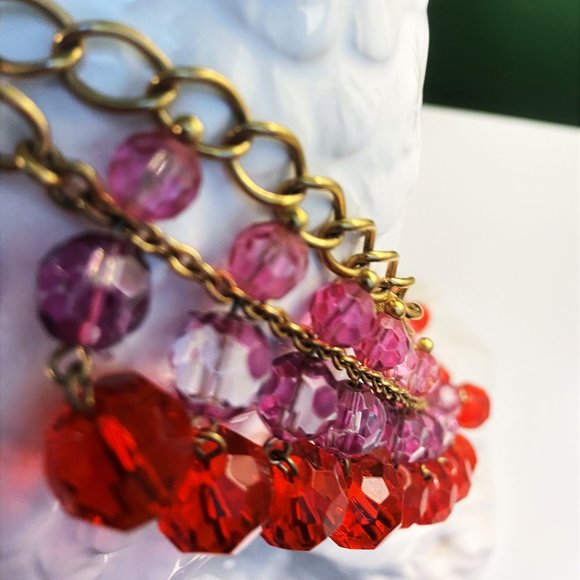 Kate Spade Pink & Red Beaded Link Necklace - Picture 1 of 15